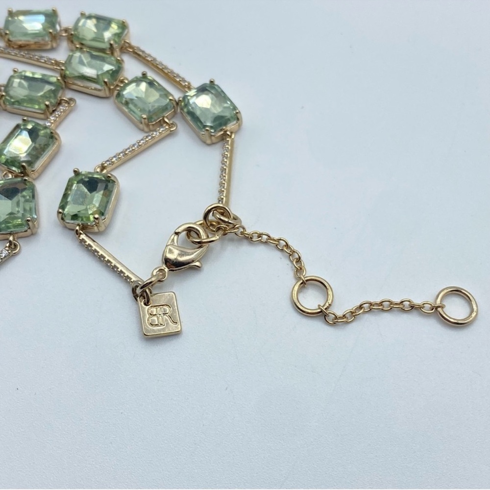 Delicate Pale Green Crystal Station Necklace - Picture 7 of 9